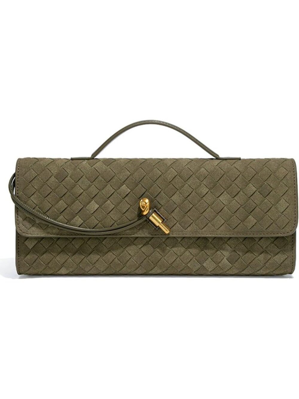 Women's Grass Green Clutch Trendy Slouchy Woven Crossbody Shoulder Hobo Handbag